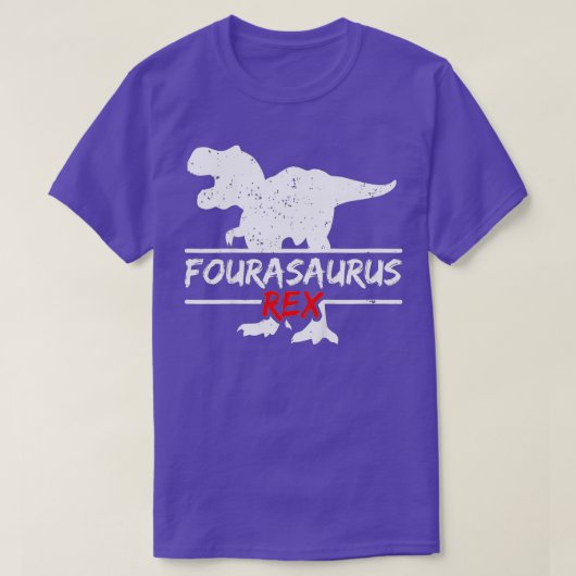 Kinder 4e verjaardag Dinosaur I Funny Fourasaurus T-shirt (Design voorkant)