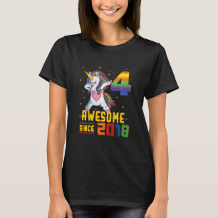 Kinder 4e Verjaardag Eenhoorn Dabbing 4 Jaar Oud G T-shirt