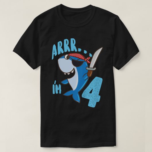 Kinder 4e verjaardag Gift Idea boys Shark Pirate 4 T-shirt (Design voorkant)