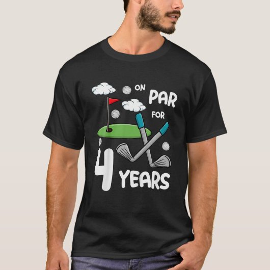 Kinder 4e verjaardag Golf Funny Golfer 4 T-shirt (Voorkant)