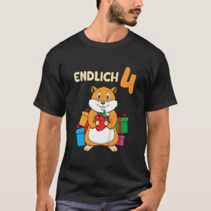 Kinder 4e verjaardag hamster met schattige aardbei t-shirt