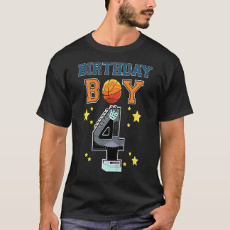 Kinder 4e verjaardag Jongen Basketball Sneakers 4  T-shirt