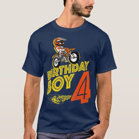 Kinder 4e Verjaardag Jongens Motorfiets 4 Jaar T-shirt (Voorkant)