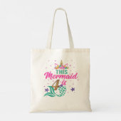 Kinder 4e verjaardag meisje unicorn mermaid Tail 4 Tote Bag (Achterkant)