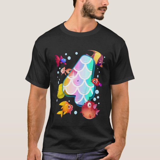 Kinder 4e verjaardag regenboogvis Tetra Populaire  T-shirt (Voorkant)