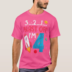 Kinder 4e Verjaardag Schattigee Astronomie Rocket T-shirt