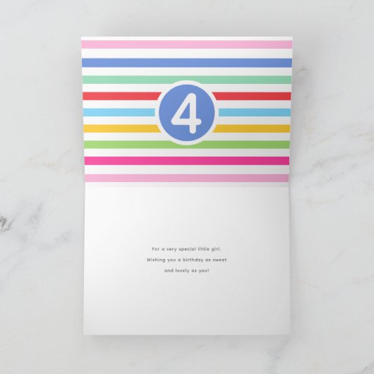 Kinder 4e Verjaardag Schattigee Regenboog Foto Har Kaart (Binnen)