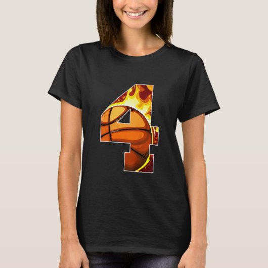 Kinder 4e verjaardag Uitstekende jongen Basketball T-shirt (Voorkant)