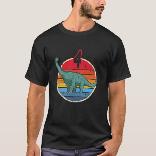 Kinder 4e verjaardag van Brachiosaurus Diplodocus  T-shirt (Voorkant)