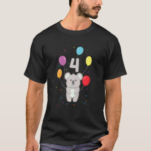 Kinder 4e verjaardag vier jaar Koala-ballonnen Aus T-shirt