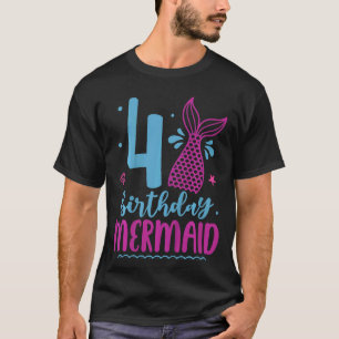 Kinder 4e verjaardag Zeemeermin 4 jaar oud meisje T-shirt