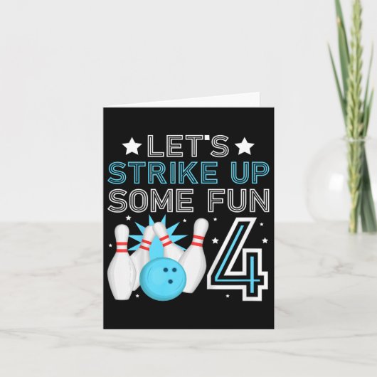 Kinder 4e Verjaardagsfeest Bowling Boy 4 jaar oude Kaart (Voorkant)