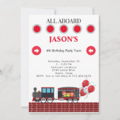Kinder 4e Verjaardagsfeest Treinuitnodiging Kaart (Voorkant)
