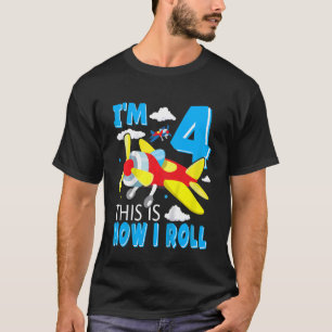 Kinder 4e vliegtuig Vliegtuigvliegtuig van Birthda T-shirt
