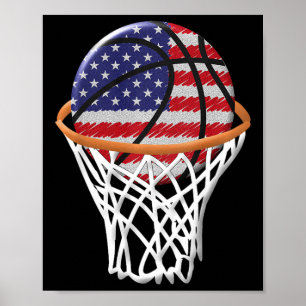 Kinder 4th of July Bysketbyll USA Flag Kinder Jeug Poster