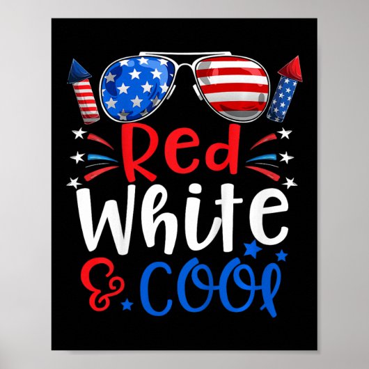 Kinder 4th of July rood wit en cool patriottische  Poster (Voorkant)