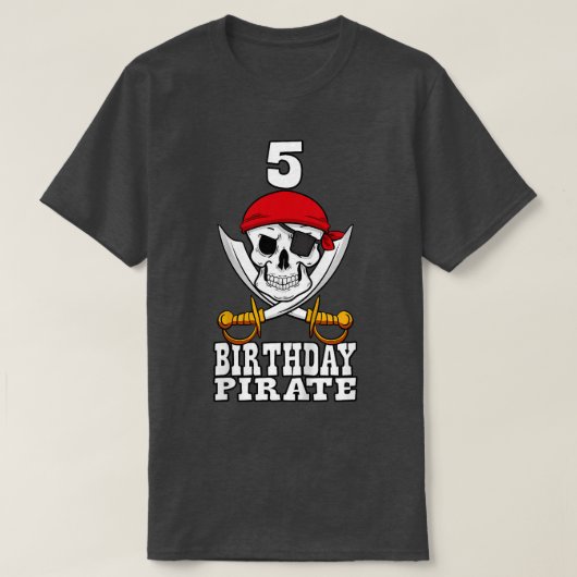 Kinder 5 Birthday Pirate Thema 5th Birthday Party T-shirt (Design voorkant)