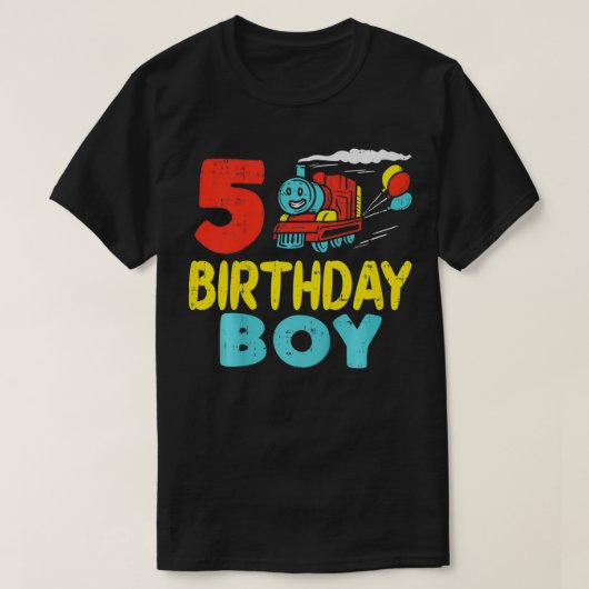 Kinder 5 Geboortdag Jongen Train Cute Boys 5th Bir T-shirt (Design voorkant)