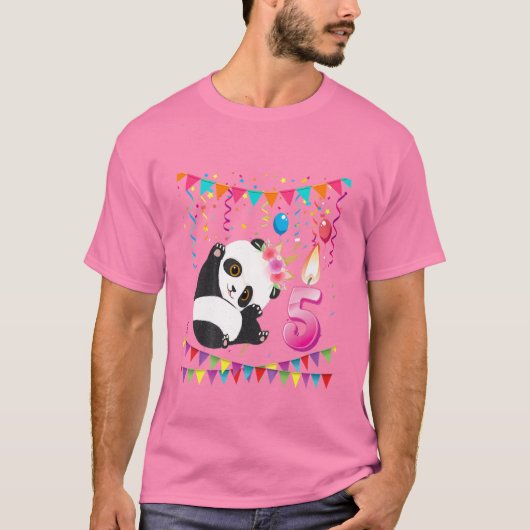 Kinder 5 jaar oud 5 jaar oud 5 jaar geleden Panda T-shirt (Voorkant)