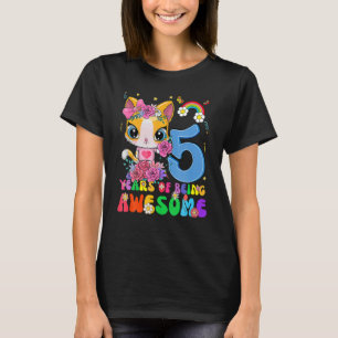 Kinder 5 jaar oud 5H Birthday Girl Geweldige kat T-shirt