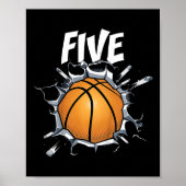 Kinder 5 Jaar Oud Basketbal Verjaardagsfeest Thema Poster (Voorkant)