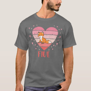 Kinder 5 jaar oud Cute Fox Birthday Girl 5th B day T-shirt