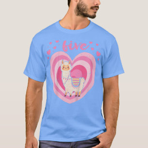 Kinder 5 jaar oud Cute Llama Alpaca Birthday Girl  T-shirt
