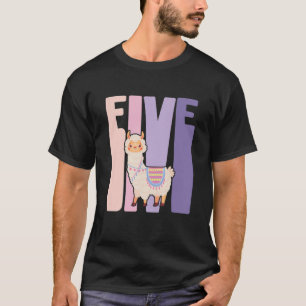 Kinder 5 jaar oud Cute Llama Alpaca Birthday Girl  T-shirt