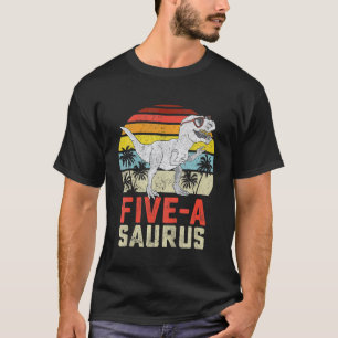 Kinder 5 jaar oud dinosaurus 5 dag 5e dag t-shirt