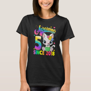 Kinder 5 jaar oud katje Geweldige sinds 2018 Kat 5 T-shirt