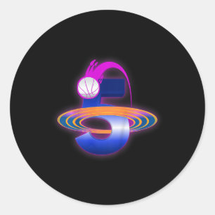 Kinder 5 jaar oud ruimteBasketball 5th Birthday Pa Ronde Sticker