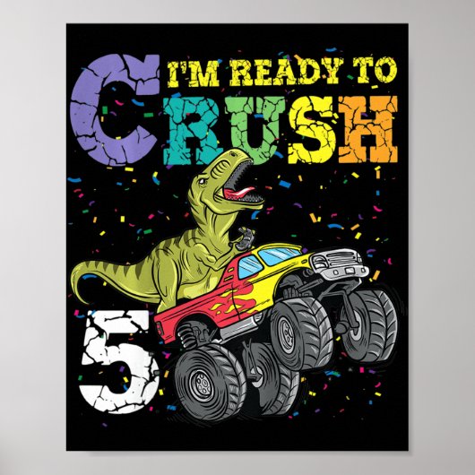 Kinder 5 jaar Oude 5 jaar Dinosaur Trex jongen Poster (Voorkant)