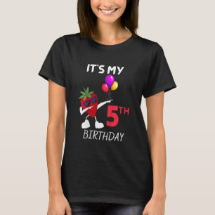 Kinder 5 jaar oude aardbei Het is mijn 5e verjaard T-shirt