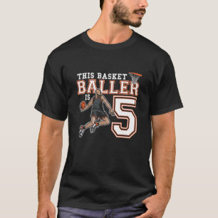 Kinder 5 jaar oude Basketball Birthday Party Hoops T-shirt