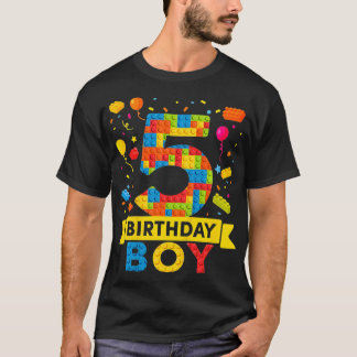 Kinder 5 jaar oude bouwstenen 5th Birthday Boy T-shirt