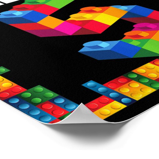 Kinder 5 jaar oude bouwstenen brick 5 jaar poster (Hoek)