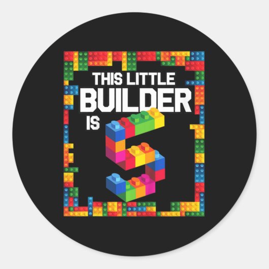 Kinder 5 jaar oude bouwstenen brick 5 jaar ronde sticker (Voorkant)