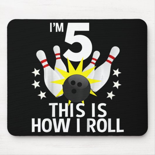 Kinder 5 jaar oude Bowling Birthday Party How I Ro Muismat (Voorkant)