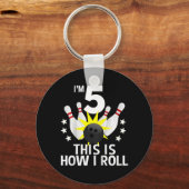 Kinder 5 jaar oude Bowling Birthday Party How I Ro Sleutelhanger (Voorkant)