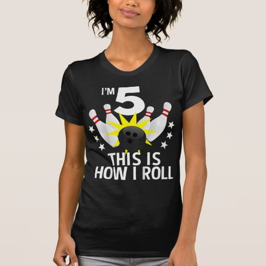 Kinder 5 jaar oude Bowling Birthday Party How I Ro T-shirt (Voorkant)