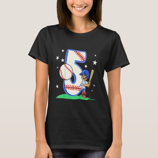 Kinder 5 jaar oude Dabbing Boy Baseball Player Bir T-shirt (Voorkant)