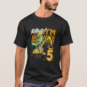 Kinder 5 jaar oude Dinosaur Construction Excavator T-shirt