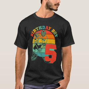 Kinder 5 jaar oude ijshockey Retro Birthday Party  T-shirt