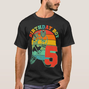 Kinder 5 jaar oude ijshockey Retro Birthday Party  T-shirt