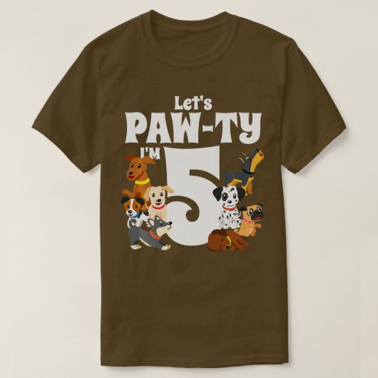 Kinder 5 jaar oude puppy Dog Birthday Pawty Dogs 5 T-shirt (Design voorkant)