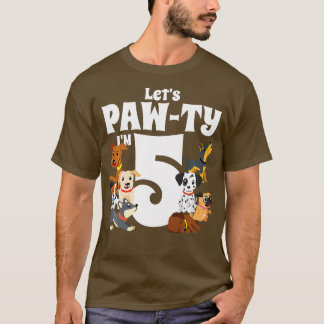 Kinder 5 jaar oude puppy Dog Birthday Pawty Dogs 5 T-shirt