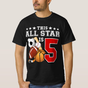 Kinder 5 jaar oude Sportster Birthday Party All Sp T-shirt