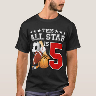 Kinder 5 jaar oude Sportster Birthday Party All Sp T-shirt