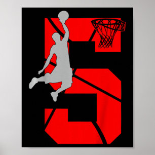 Kinder 5 jaar oude vijfde Basketball Birthday Part Poster