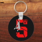 Kinder 5 jaar oude vijfde Basketball Birthday Part Sleutelhanger (Voorkant)